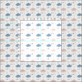 可愛い雲の白い布の庭の脂肪の四半期 ファブリック (タイル)