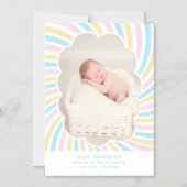 可愛い雲ユニセックスベビー写真誕生のお知らせ マグネット招待状 (正面)