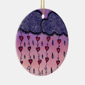 可愛い雲、ハート、雨粒 セラミックオーナメント (右)