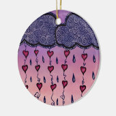 可愛い雲、ハート、雨粒 セラミックオーナメント (左)