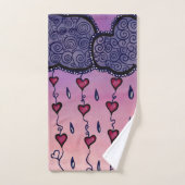 可愛い雲、ハート、雨粒 バスタオルセット (ハンドタオル)