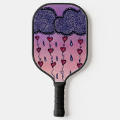 可愛い雲、ハート、雨粒 ピックルボールラケット (裏面)