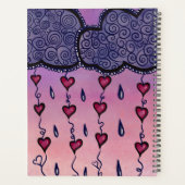 可愛い雲、ハート、雨粒 プランナー手帳 (裏面)