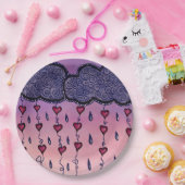 可愛い雲、ハート、雨粒 ペーパープレート (パーティー)