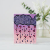 可愛い雲、ハート、雨粒 ポストカード (スタンド正面)