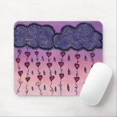 可愛い雲、ハート、雨粒 マウスパッド (マウス)