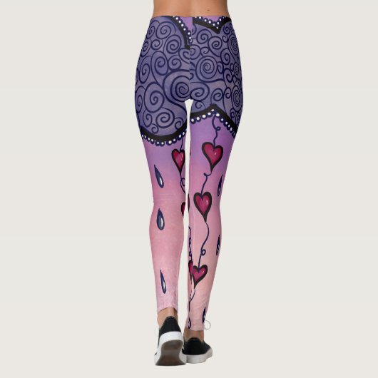 可愛い雲、ハート、雨粒 レギンス (裏面)