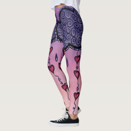 可愛い雲、ハート、雨粒 レギンス