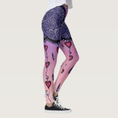 可愛い雲、ハート、雨粒 レギンス (右)