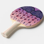 可愛い雲、ハート、雨粒 卓球ラケット (正面アングル)