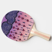 可愛い雲、ハート、雨粒 卓球ラケット (横)