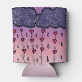 可愛い雲、ハート、雨粒 缶クーラー (裏面)