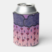 可愛い雲、ハート、雨粒 缶クーラー (缶裏面)