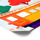 可愛い電車と木が青く染まる ポスター (コーナー)