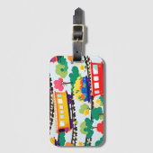 可愛い電車と木が青く染まる ラゲッジタグ (正面縦)