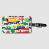 可愛い電車と木が青く染まる ラゲッジタグ (正面横)