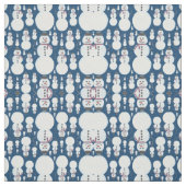 可愛い霜の降りた青雪だるま水彩柄 ファブリック (見本)