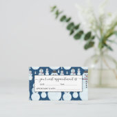 可愛い霜の降りた青雪だるま水彩柄 予約カード (スタンド正面)