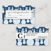 可愛い霜の降りた青雪だるま水彩柄 予約カード (正面/裏面)