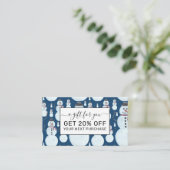 可愛い霜の降りた青雪だるま水彩柄 割引カード (スタンド正面)