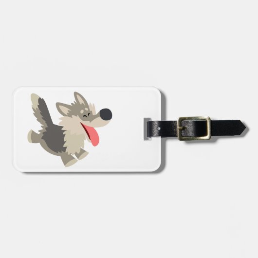 可愛い霜降り漫画ウルフ荷物タグ ラゲッジタグ (正面横)