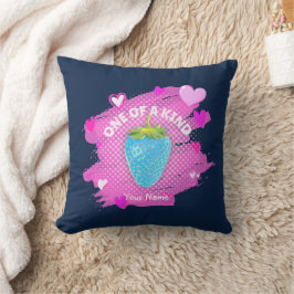 可愛い青いちごハートピンクの一種 クッション