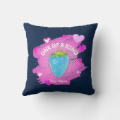 可愛い青いちごハートピンクの一種 クッション (裏面)