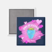 可愛い青いちごハートピンクの一種 マグネット (正面/裏面)