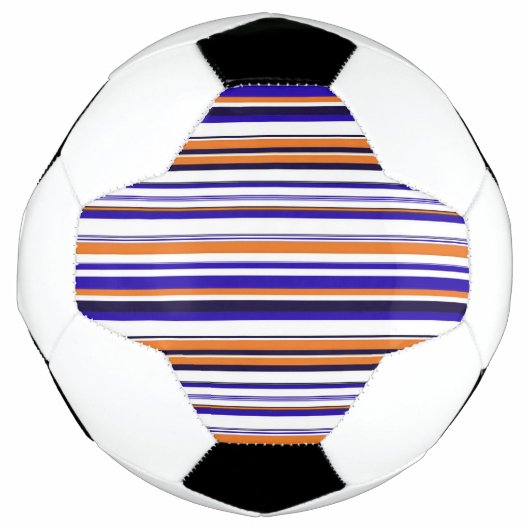 可愛い青いオレンジストライプ色 サッカーボール (正面)