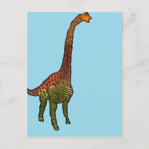 可愛い青いキッズbrachiosaurus恐竜アート ポストカード