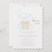 可愛い青いクマ我々は赤ちゃんシャワーを待つことができる 招待状 (正面)