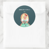 可愛い青いクリスマスクッキーくるみ割り ラウンドシール (バッグ)