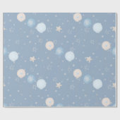 可愛い青いタウペバルーン星パーティープレゼント ラッピングペーパー (フラット)
