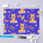 可愛い青いニャー猫 薄葉紙 (クラフト)