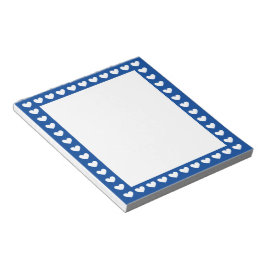 可愛い青いハート枠パターン ノートパッド