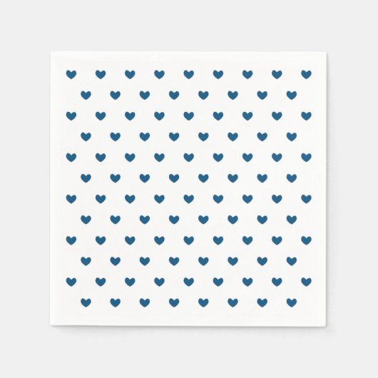 可愛い青いハート柄 スタンダードカクテルナプキン (正面)