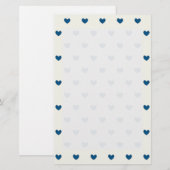 可愛い青いハート柄 便箋 (正面/裏面)