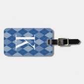 可愛い青いパタアーガイル柄のーンの旅行荷物タグ ラゲッジタグ (正面横)
