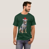 可愛い青いヒーラー犬の愛のクリスマスおもしろい Tシャツ (正面フル)