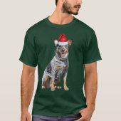 可愛い青いヒーラー犬の愛のクリスマスおもしろい Tシャツ (正面)