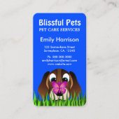 可愛い青いビーグルの子犬とブッテフライペットケア 名刺 (正面)