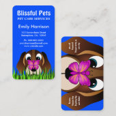 可愛い青いビーグルの子犬とブッテフライペットケア 名刺 (正面/裏面)