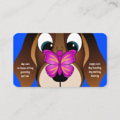 可愛い青いビーグルの子犬とブッテフライペットケア 名刺 (裏面)