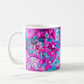 可愛い青いピンクの花柄 コーヒーマグカップ (左)