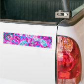 可愛い青いピンクの花柄 バンパーステッカー (トラック上)