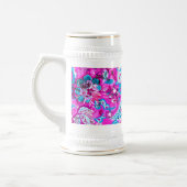 可愛い青いピンクの花柄 ビールジョッキ (左)