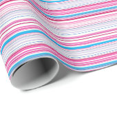 可愛い青いピンクストライプ色 ラッピングペーパー (ロールコーナー)
