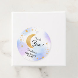 可愛い青いピンク満月ありがとう赤ちゃんシャワー フェイバータグ