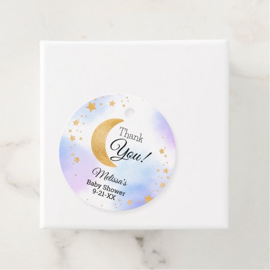 可愛い青いピンク満月ありがとう赤ちゃんシャワー フェイバータグ (インサイチュ)