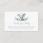 可愛い青いフローラ象の赤ちゃんシャワー用の本 エンクロージャーカード (正面)